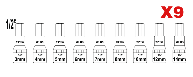 1/2" Lokmalı Allen Uç Takımı 9 Parça mm