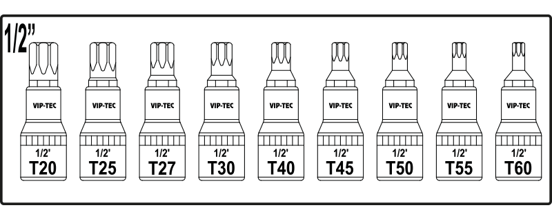 1/2" Lokmalı Torx Uç Takımı 9 Parça mm