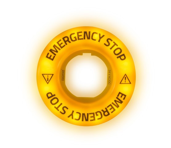 Aksesuar 24V AC/DC Flash Yanar (Emergency-Acil Durdurma) Baskılı Led'li  Etiket