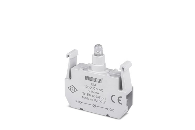 Yedek Led'li  100-230V AC Mavi Sinyal Blok