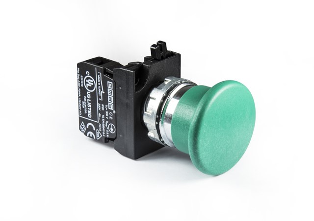 CM Serisi Metal 1NC Yaylı 40 mm Mantar Yeşil 22 mm Buton