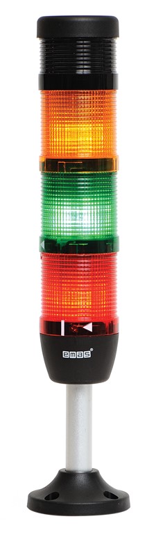 IK Serisi Dört Katlı 24V AC/DC Buzzerlı Flaşör 100mm Borulu Plastik Ayaklı Led Kolon 50mm