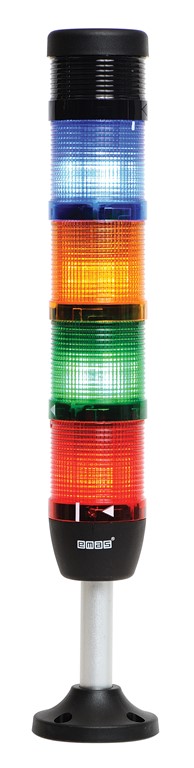 IK Serisi Beş Katlı 24V AC/DC Buzzerlı Flaşör 100mm Borulu Plastik Ayaklı Led Kolon 50mm