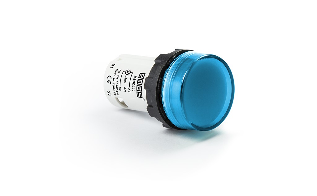 MB Serisi Plastik Led'li  230V AC Mavi 22 mm Sinyal