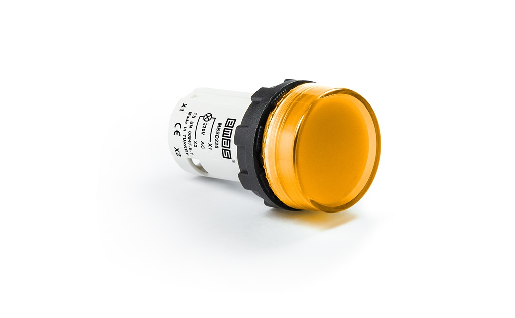 MB Serisi Plastik Led'li  230V AC Sarı 22 mm Sinyal