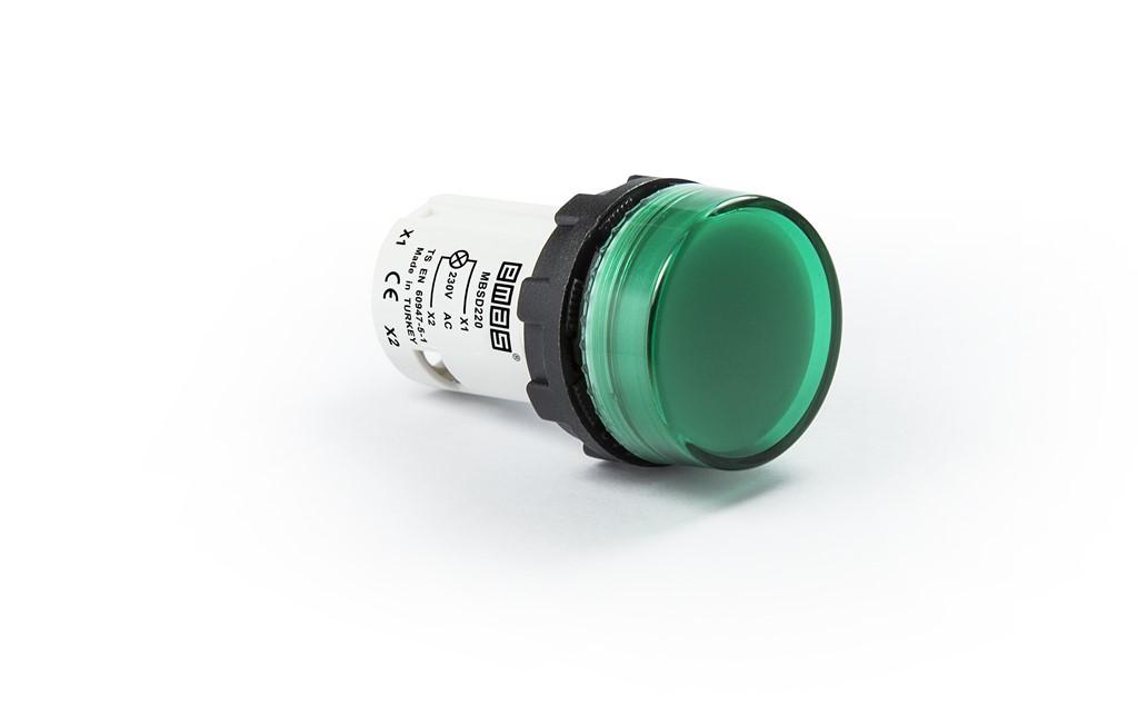 MB Serisi Plastik Led'li  230V AC Yeşil 22 mm Sinyal