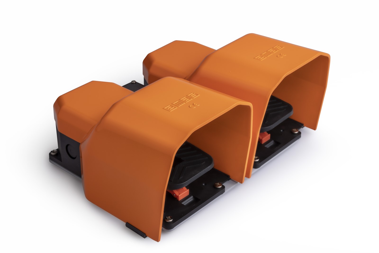 PDK Serisi Metal Korumalı (1NO+1NC)+(1NO+1NC) Taşıma Kol Delikli Kalıcılı Çiftli Turuncu Plastik Pedal