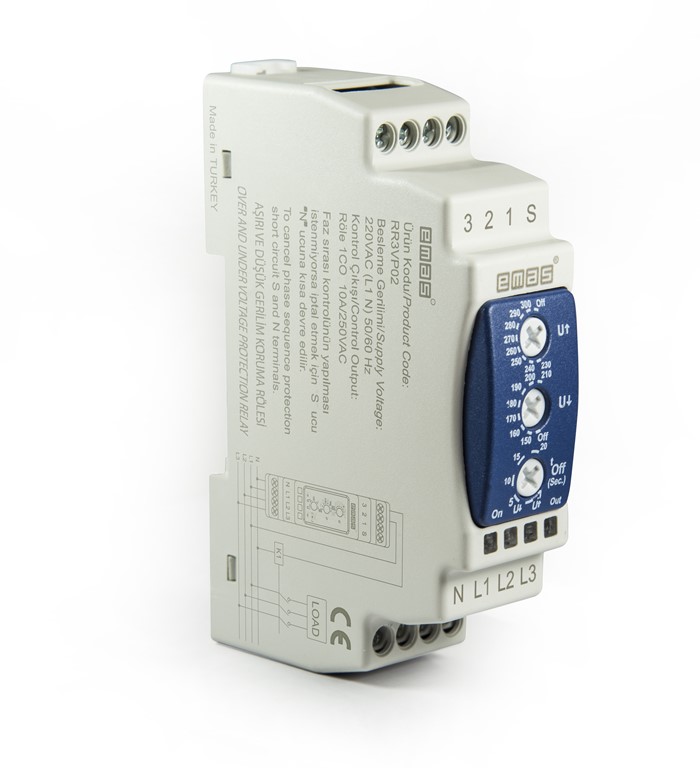 RR3 Serisi Ray Montaj 230VAC 1CO 10A (rezistif) Analog Yıldız Üçgen Elektronik Röle