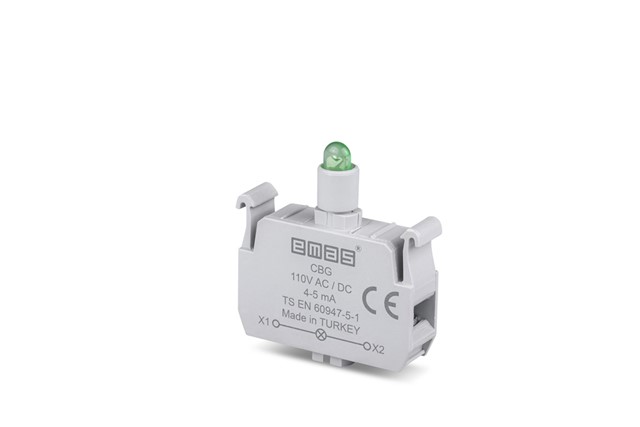 Yedek Led'li  110V DC Yeşil Sinyal Blok