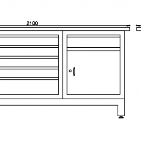 Çalışma Tezgahı 7 Çekmeceli̇ 210 x 70 x 95(h) mm