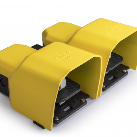 PDK Serisi Metal Korumalı 2*(1NO+1NC)+(1NO+1NC) Taşıma Kol Delikli İki Kademeli Çiftli Sarı Plastik Pedal