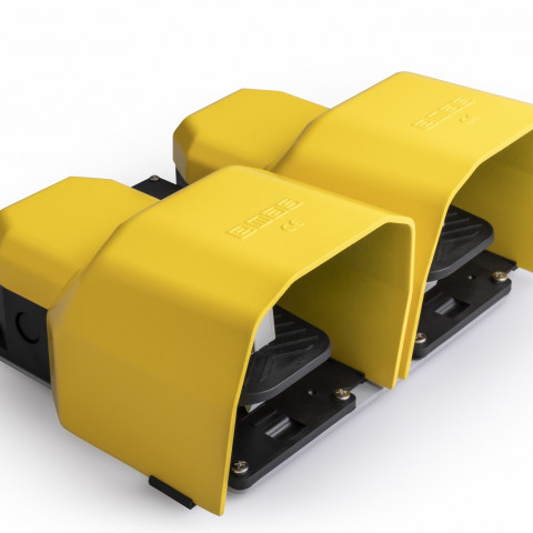 PDK Serisi Metal Korumalı 2*(1NO+1NC)+2*(1NO+1NC) Taşıma Kol Delikli Çiftli Sarı Plastik Pedal