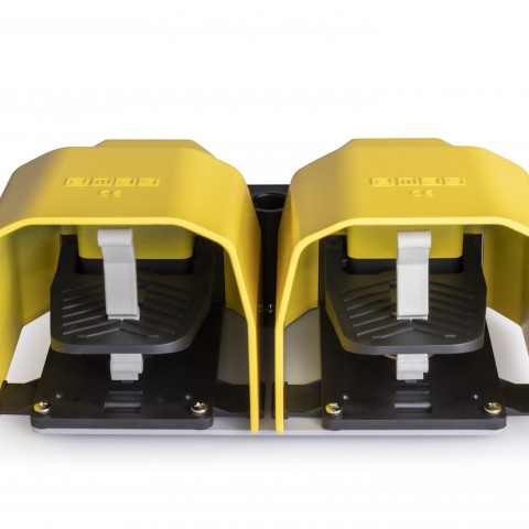 PDK Serisi Metal Korumalı 3*(1NO+1NC)+3*(1NO+1NC) Taşıma Kol Delikli İki Kademeli Çiftli Sarı Plastik Pedal