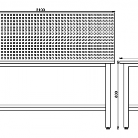 Panolu Çalışma Tezgahı 210 x 75 x 80+60(h) mm